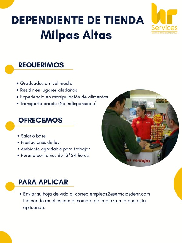 Dependiente de Tienda (Milpa Altas)