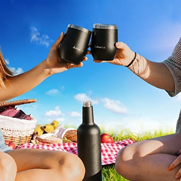 JUEGO DE VASOS Y BOTELLA AISLANTES DE DOBLE PARED DE ACERO INOXIDABLE (BEBIDAS FRIAS Y CALIENTES)