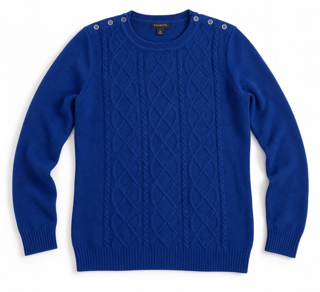 Christmas soft Blue cable knitwear jumper, photo 4
