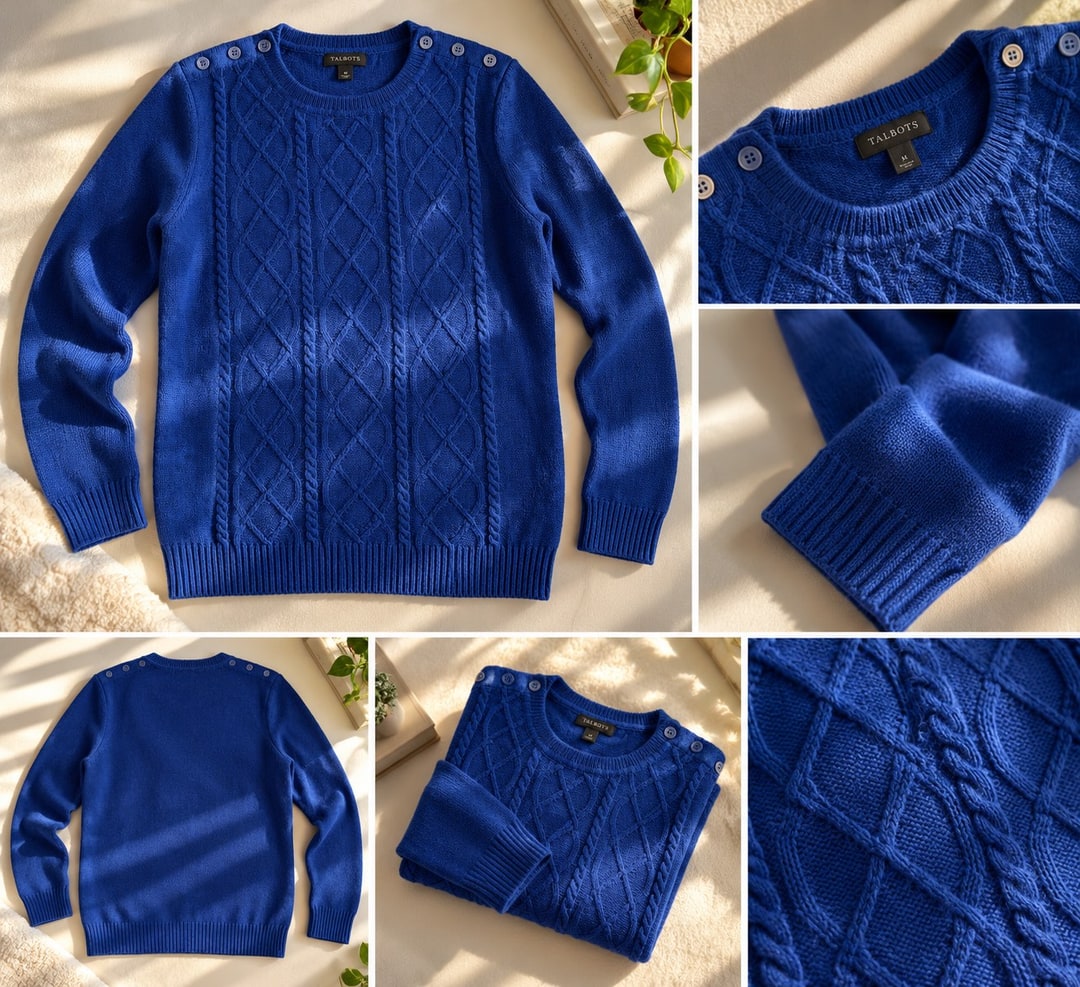 Christmas soft Blue cable knitwear jumper, photo 3