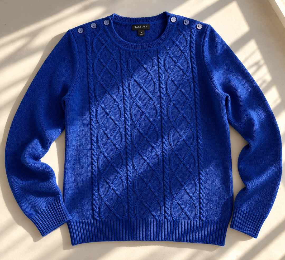 Christmas soft Blue cable knitwear jumper, photo 2