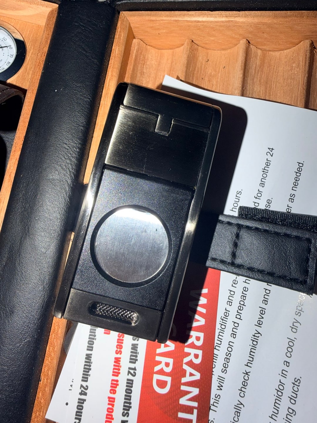 Travel Cigar Humidor Case with Hygrometer & Cutter, photo 2