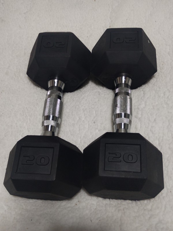 Mancuernas de hule de 20 libras nuevas